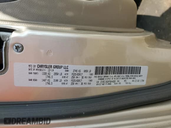 ✅ 2015 Chrysler Town & Country Touring • VIN: 2C4RC1BG0FR644689 • Lot: 81456525. Wystawiony na Copart z przebiegiem 131 888 mil. Bezpłatny archiwum sprzedaży aukcyjnych z USA i szczegółowy raport historii pojazdu na DreamBid. Zdjęcie 13.