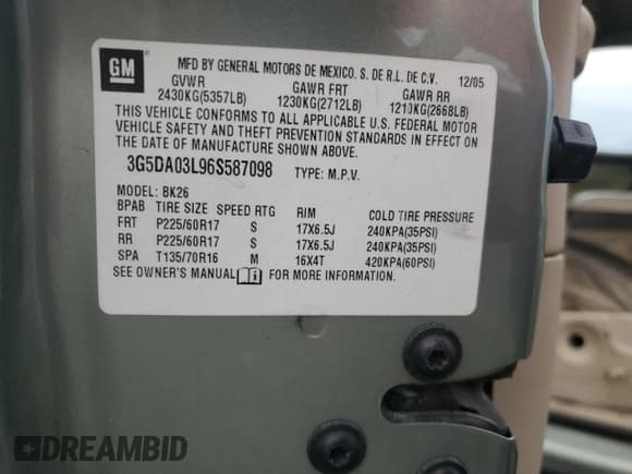 ✅ 2006 Buick Rendezvous • VIN: 3G5DA03L96S587098 • Lot: 76416834. Listed on Copart with 115,141 mi. Free auction sales archive from the USA and detailed vehicle history report at DreamBid. Image 15.