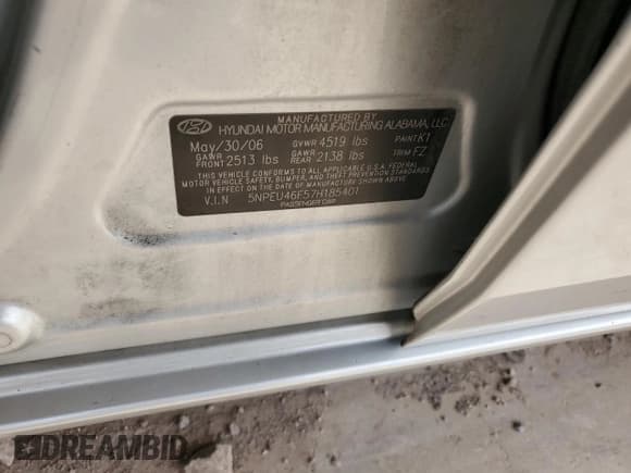 ✅ 2007 Hyundai Sonata SE • VIN: 5NPEU46F57H185401 • Лот: 76976944. Опубликован ранее на Copart с пробегом 146 778 миль. Бесплатный доступ к архиву аукционных продаж из США и подробный отчёт об истории автомобиля на DreamBid. Изображение 12.