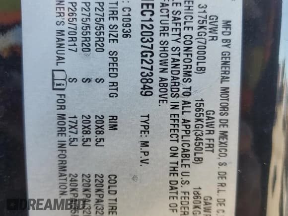 ✅ 2007 Chevrolet Avalanche 3LT • VIN: 3GNEC12037G273849 • Lot: 87227205. Listed on Copart with 173,736 mi. Free auction sales archive from the USA and detailed vehicle history report at DreamBid. Image 12.