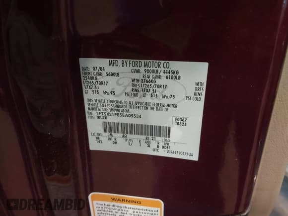 ✅ 2005 Ford F-250 XL • VIN: 1FTSX21P85EA05534 • Лот: 41276551. Опубликован ранее на IAAI с пробегом 176 365 миль. Бесплатный доступ к архиву аукционных продаж из США и подробный отчёт об истории автомобиля на DreamBid. Изображение 9.