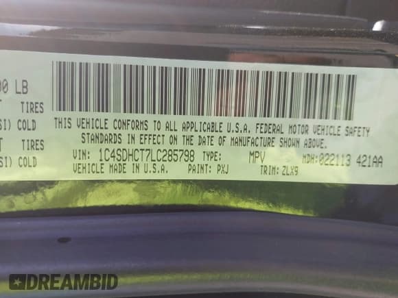 ✅ 2020 Dodge Durango R/T • VIN: 1C4SDHCT7LC285798 • Lot: 42316447. Listed on IAAI with 86,344 mi. Free auction sales archive from the USA and detailed vehicle history report at DreamBid. Image 9.