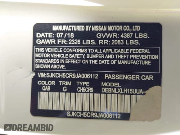 ✅ 2018 Infiniti QX30 Essential • VIN: SJKCH5CR9JA006112 • Lot: 41841637. Listed on IAAI with 65,126 mi. Free auction sales archive from the USA and detailed vehicle history report at DreamBid. Image 9.