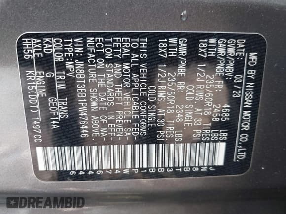 ✅ 2023 Nissan Rogue SV • VIN: JN8BT3BB1PW476446 • Lot: 42961955. Wystawiony na IAAI z przebiegiem 21 881 mil. Bezpłatny archiwum sprzedaży aukcyjnych z USA i szczegółowy raport historii pojazdu na DreamBid. Zdjęcie 9.