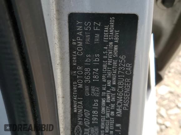 ✅ 2008 Hyundai Accent GLS • VIN: KMHCN46CX8U173256 • Лот: 52736955. Опубликован ранее на Copart с пробегом 36 387 миль. Бесплатный доступ к архиву аукционных продаж из США и подробный отчёт об истории автомобиля на DreamBid. Изображение 12.