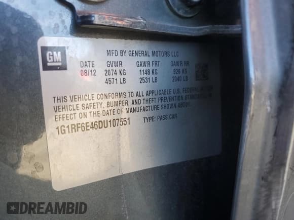 ✅ 2013 Chevrolet Volt • VIN: 1G1RF6E46DU107551 • Lot: 77189804. Wystawiony na Copart z przebiegiem 108 551 mil. Bezpłatny archiwum sprzedaży aukcyjnych z USA i szczegółowy raport historii pojazdu na DreamBid. Zdjęcie 12.