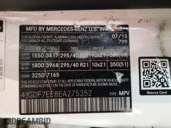 ✅ 2014 Mercedes-Benz GL 63 AMG • VIN: 4JGDF7EE8EA275352 • Lot: 49026465. Wystawiony na Copart z przebiegiem 169 464 mil. Bezpłatny archiwum sprzedaży aukcyjnych z USA i szczegółowy raport historii pojazdu na DreamBid. Zdjęcie 13.