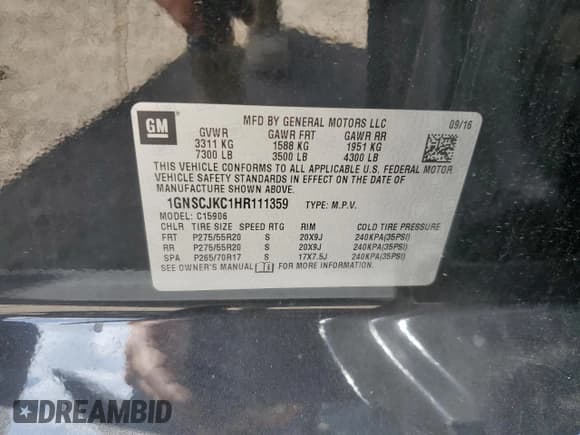 ✅ 2017 Chevrolet Suburban Premier • VIN: 1GNSCJKC1HR111359 • Lot: 70446134. Wystawiony na Copart z przebiegiem 168 824 mil. Bezpłatny archiwum sprzedaży aukcyjnych z USA i szczegółowy raport historii pojazdu na DreamBid. Zdjęcie 13.