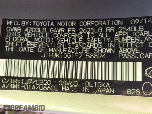 ✅ 2015 Lexus ES 330 • VIN: JTHBK1GG1F2158824 • Lot: 43381542. Wystawiony na IAAI z przebiegiem 137 678 mil. Bezpłatny archiwum sprzedaży aukcyjnych z USA i szczegółowy raport historii pojazdu na DreamBid. Zdjęcie 9.