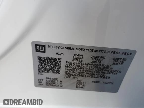 ✅ 2025 Chevrolet Equinox FWD LT • VIN: 3GNAXHEGXSL302669 • Лот: 90031105. Опубликован ранее на Copart с пробегом 5 199 миль. Бесплатный доступ к архиву аукционных продаж из США и подробный отчёт об истории автомобиля на DreamBid. Изображение 13.