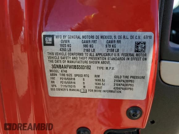 ✅ 2011 Chevrolet HHR LS • VIN: 3GNBAAFW0BS503182 • Lot: 92864105. Wystawiony na Copart z przebiegiem 130 215 mil. Bezpłatny archiwum sprzedaży aukcyjnych z USA i szczegółowy raport historii pojazdu na DreamBid. Zdjęcie 13.