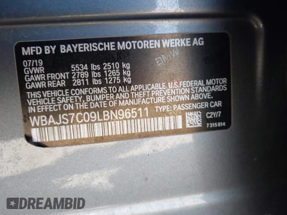 ✅ 2020 BMW 5 Series M550i xDrive • VIN: WBAJS7C09LBN96511 • Лот: 43593123. Опубликован ранее на IAAI с пробегом 63 648 миль. Бесплатный доступ к архиву аукционных продаж из США и подробный отчёт об истории автомобиля на DreamBid. Изображение 9.