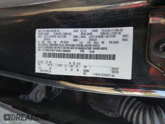 ✅ 2017 Ford F-350 Platinum • VIN: 1FT8W3BT1HEC30669 • Лот: 64309482. Опубликован ранее на Copart с пробегом 238 581 миль. Бесплатный доступ к архиву аукционных продаж из США и подробный отчёт об истории автомобиля на DreamBid. Изображение 10.