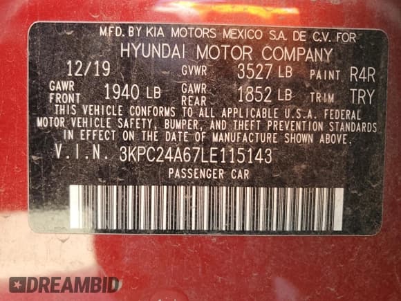 ✅ 2020 Hyundai Accent SE • VIN: 3KPC24A67LE115143 • Лот: 58952464. Опубликован ранее на Copart с пробегом 104 582 миль. Бесплатный доступ к архиву аукционных продаж из США и подробный отчёт об истории автомобиля на DreamBid. Изображение 12.