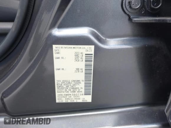 ✅ 2023 Nissan Altima SV • VIN: 1N4BL4DW8PN393738 • Lot: 42663161. Listed on IAAI with 25,470 mi. Free auction sales archive from the USA and detailed vehicle history report at DreamBid. Image 9.