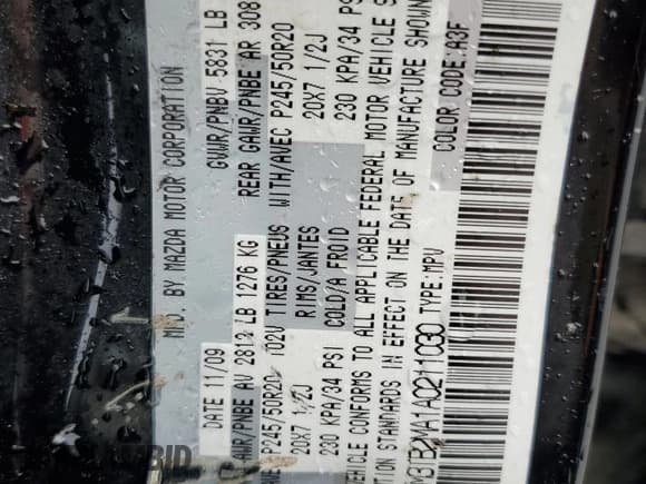 ✅ 2010 Mazda CX-9 Grand Touring • VIN: JM3TB2MA1A0211030 • Lot: 68392525. Wystawiony na Copart z przebiegiem 174 295 mil. Bezpłatny archiwum sprzedaży aukcyjnych z USA i szczegółowy raport historii pojazdu na DreamBid. Zdjęcie 13.