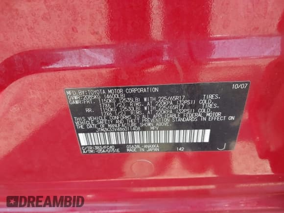 ✅ 2008 Toyota RAV4 • VIN: JTMZK33V486011408 • Lot: 42684610. Listed on IAAI with 86,257 mi. Free auction sales archive from the USA and detailed vehicle history report at DreamBid. Image 9.