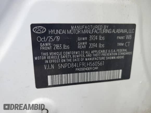 2020 Hyundai Elantra SEL with VIN 5NPD84LF9LH560561, listed as a Copart auction lot 70518915 with 139,575 mi miles and Salvage title. Bid and sale history available at DreamBid. Image 12.