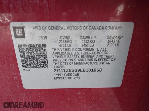 ✅ 2020 Chevrolet Impala LT • VIN: 2G11Z5S39L9101958 • Лот: 43559628. Опубликован ранее на IAAI с пробегом 79 822 миль. Бесплатный доступ к архиву аукционных продаж из США и подробный отчёт об истории автомобиля на DreamBid. Изображение 9.