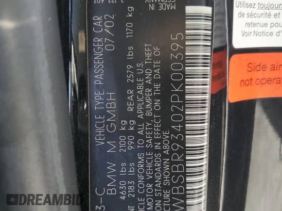 2002 BMW 3 Series M3 с VIN WBSBR93402PK00395, выставлен на аукционе Copart как лот 86004164 с пробегом 106 870 миль миль и Списание • Salvage title. История ставок и продаж доступна на DreamBid. Изображение 12.