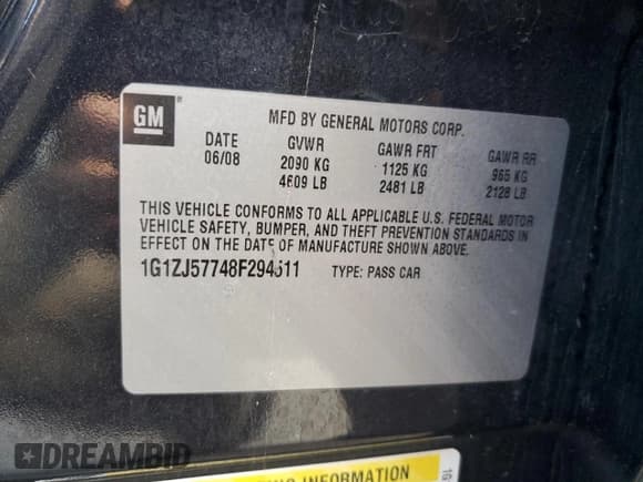 ✅ 2008 Chevrolet Malibu 2LT • VIN: 1G1ZJ57748F294511 • Lot: 81949235. Wystawiony na Copart z przebiegiem 244 734 mil. Bezpłatny archiwum sprzedaży aukcyjnych z USA i szczegółowy raport historii pojazdu na DreamBid. Zdjęcie 12.