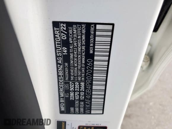 ✅ 2023 Mercedes-Benz C 300 • VIN: W1KAF4GB4PR070260 • Lot: 66688975. Listed on Copart with Not provided. Free auction sales archive from the USA and detailed vehicle history report at DreamBid. Image 12.