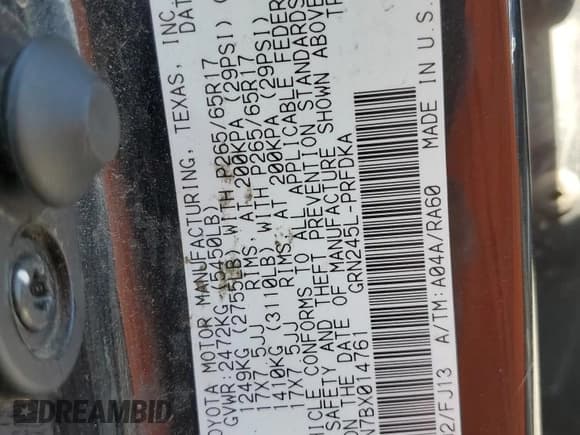 ✅ 2011 Toyota Tacoma • VIN: 5TFLU4EN7BX014761 • Lot: 57703435. Listed on Copart with 196,411 mi. Free auction sales archive from the USA and detailed vehicle history report at DreamBid. Image 12.