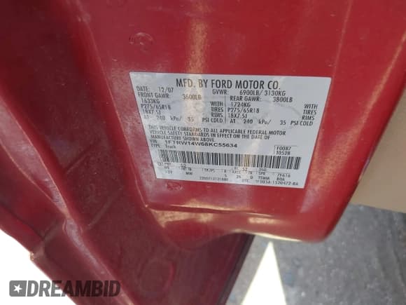 ✅ 2008 Ford F-150 XL • VIN: 1FTRW14W68KC55634 • Lot: 42879034. Listed on IAAI with 209,939 mi. Free auction sales archive from the USA and detailed vehicle history report at DreamBid. Image 9.