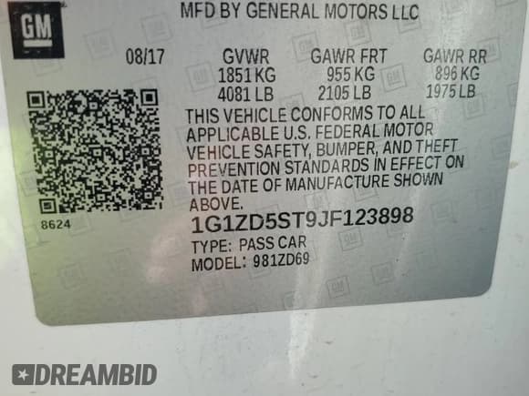 ✅ 2018 Chevrolet Malibu LT • VIN: 1G1ZD5ST9JF123898 • Lot: 84939115. Listed on Copart with 172,591 mi. Free auction sales archive from the USA and detailed vehicle history report at DreamBid. Image 13.