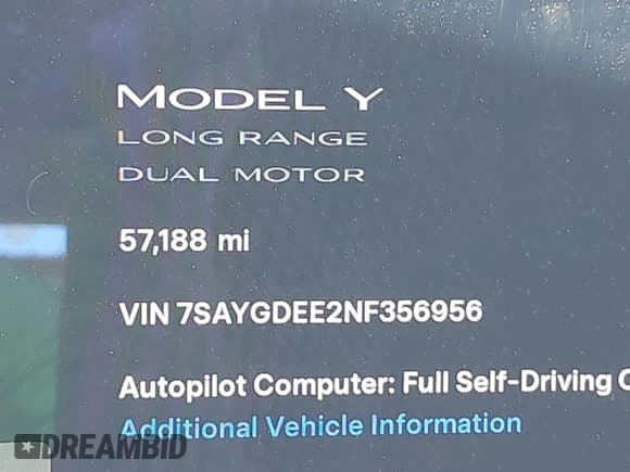 ✅ 2022 Tesla Model Y Long Range • VIN: 7SAYGDEE2NF356956 • Лот: 43450069. Опубликован ранее на IAAI с пробегом 57 188 миль. Бесплатный доступ к архиву аукционных продаж из США и подробный отчёт об истории автомобиля на DreamBid. Изображение 14.