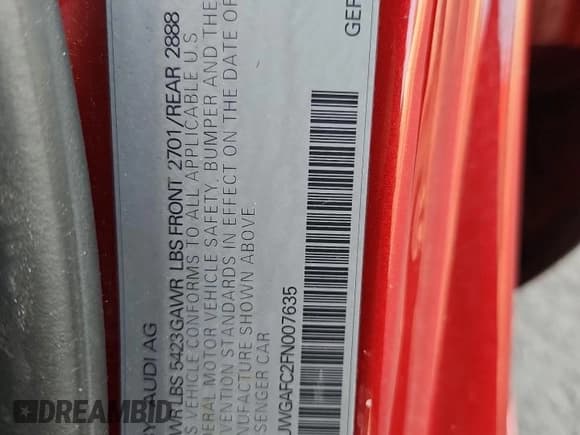 ✅ 2015 Audi A7 Premium Plus • VIN: WAUWGAFC2FN007635 • Lot: 82623825. Listed on Copart with 87,681 mi. Free auction sales archive from the USA and detailed vehicle history report at DreamBid. Image 13.