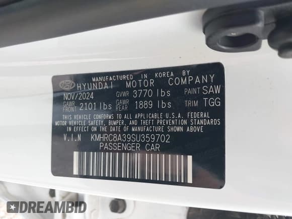✅ 2025 Hyundai Venue SEL • VIN: KMHRC8A39SU359702 • Lot: 42626783. Listed on IAAI with 12,482 mi. Free auction sales archive from the USA and detailed vehicle history report at DreamBid. Image 9.