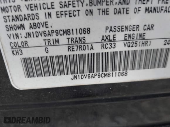 ✅ 2012 Infiniti G25 Journey • VIN: JN1DV6AP9CM811068 • Lot: 41505765. Listed on IAAI with Not provided. Free auction sales archive from the USA and detailed vehicle history report at DreamBid. Image 9.