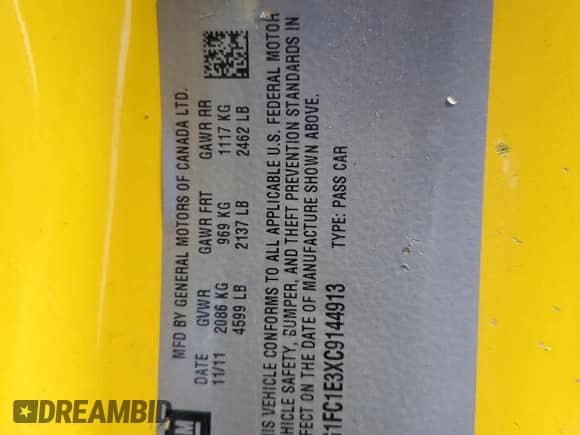 2012 Chevrolet Camaro 2LT z VIN 2G1FC1E3XC9144913, wystawiony jako Copart lot #81839475 z przebiegiem 160 904 mil mil oraz Szkoda całkowita • Salvage title. Historia ofert i sprzedaży dostępna na DreamBid. Obrazek 12.