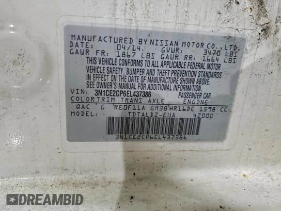 ✅ 2014 Nissan Note SV • VIN: 3N1CE2CP6EL437386 • Лот: 94731995. Опубликован ранее на Copart с пробегом 143 999 миль. Бесплатный доступ к архиву аукционных продаж из США и подробный отчёт об истории автомобиля на DreamBid. Изображение 13.