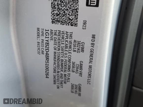 ✅ 2024 Chevrolet Corvette 2LT • VIN: 1G1YB2D48R5100264 • Lot: 92782875. Wystawiony na Copart z przebiegiem 811 mil. Bezpłatny archiwum sprzedaży aukcyjnych z USA i szczegółowy raport historii pojazdu na DreamBid. Zdjęcie 12.