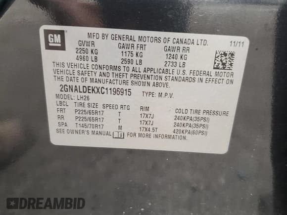 ✅ 2012 Chevrolet Equinox 1LT • VIN: 2GNALDEKXC1196915 • Лот: 71281684. Опубликован ранее на Copart с пробегом 139 326 миль. Бесплатный доступ к архиву аукционных продаж из США и подробный отчёт об истории автомобиля на DreamBid. Изображение 13.