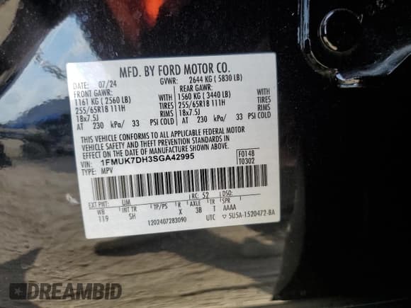 ✅ 2025 Ford Explorer Active • VIN: 1FMUK7DH3SGA42995 • Lot: 89615195. Listed on Copart with 16,465 mi. Free auction sales archive from the USA and detailed vehicle history report at DreamBid. Image 14.