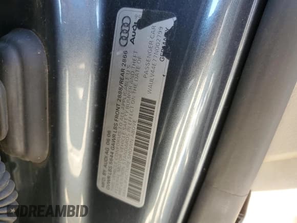 ✅ 2007 Audi A8 • VIN: WAULV44E77N002799 • Лот: 47388955. Опубликован ранее на Copart с пробегом 111 606 миль. Бесплатный доступ к архиву аукционных продаж из США и подробный отчёт об истории автомобиля на DreamBid. Изображение 12.