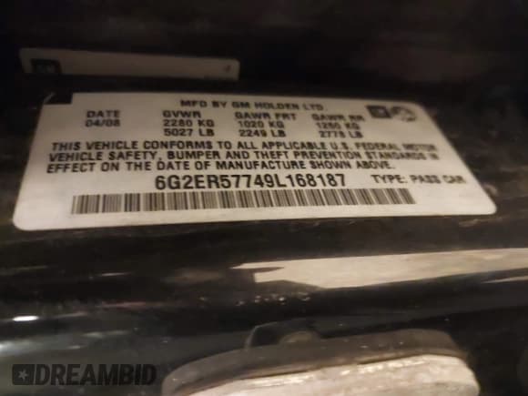 ✅ 2009 Pontiac G8 • VIN: 6G2ER57749L168187 • Лот: 43892539. Опубликован ранее на IAAI с пробегом 135 497 миль. Бесплатный доступ к архиву аукционных продаж из США и подробный отчёт об истории автомобиля на DreamBid. Изображение 9.