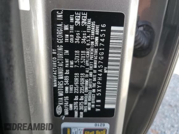 ✅ 2016 Kia Sorento EX • VIN: 5XYPH4A57GG174516 • Лот: 91447235. Опубликован ранее на Copart с пробегом 123 890 миль. Бесплатный доступ к архиву аукционных продаж из США и подробный отчёт об истории автомобиля на DreamBid. Изображение 13.