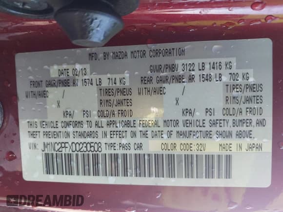 ✅ 2013 Mazda MX-5 Miata Grand Touring • VIN: JM1NC2PFXD0230508 • Лот: 43458213. Опубликован ранее на IAAI с пробегом 48 306 миль. Бесплатный доступ к архиву аукционных продаж из США и подробный отчёт об истории автомобиля на DreamBid. Изображение 9.