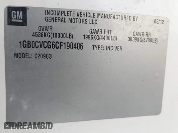 ✅ 2012 Chevrolet Silverado 2500HD Work Truck • VIN: 1GB0CVCG6CF190406 • Lot: 43387017. Listed on IAAI with 162,748 mi. Free auction sales archive from the USA and detailed vehicle history report at DreamBid. Image 9.