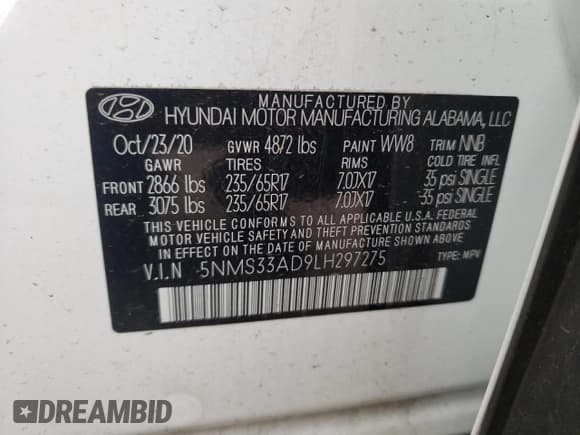 ✅ 2020 Hyundai Santa Fe SEL • VIN: 5NMS33AD9LH297275 • Lot: 61393104. Wystawiony na Copart z przebiegiem 43 011 mil. Bezpłatny archiwum sprzedaży aukcyjnych z USA i szczegółowy raport historii pojazdu na DreamBid. Zdjęcie 13.