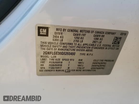 ✅ 2016 Chevrolet Equinox LTZ • VIN: 2GNFLGE36G6260490 • Лот: 71579514. Опубликован ранее на Copart с пробегом 85 231 миль. Бесплатный доступ к архиву аукционных продаж из США и подробный отчёт об истории автомобиля на DreamBid. Изображение 12.