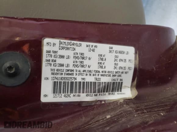 ✅ 2003 Dodge 1500 ST • VIN: 1D7HU18D93S225794 • Лот: 72450964. Опубликован ранее на Copart с пробегом 193 854 миль. Бесплатный доступ к архиву аукционных продаж из США и подробный отчёт об истории автомобиля на DreamBid. Изображение 12.