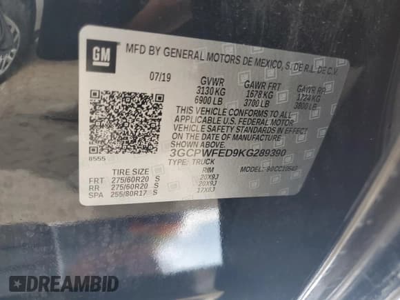 ✅ 2019 Chevrolet Silverado 1500 High Country • VIN: 3GCPWFED9KG289390 • Lot: 53401845. Wystawiony na Copart z przebiegiem 67 191 mil. Bezpłatny archiwum sprzedaży aukcyjnych z USA i szczegółowy raport historii pojazdu na DreamBid. Zdjęcie 12.