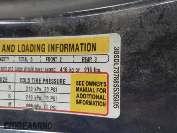 ✅ 2008 Saturn VUE XR • VIN: 3GSDL73788S535905 • Lot: 42680445. Wystawiony na IAAI z przebiegiem 183 793 mil. Bezpłatny archiwum sprzedaży aukcyjnych z USA i szczegółowy raport historii pojazdu na DreamBid. Zdjęcie 9.