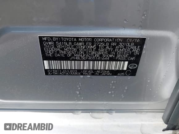 ✅ 2016 Lexus LS 460 • VIN: JTHBL5EF4G5141644 • Lot: 42423190. Listed on IAAI with 96,332 mi. Free auction sales archive from the USA and detailed vehicle history report at DreamBid. Image 9.