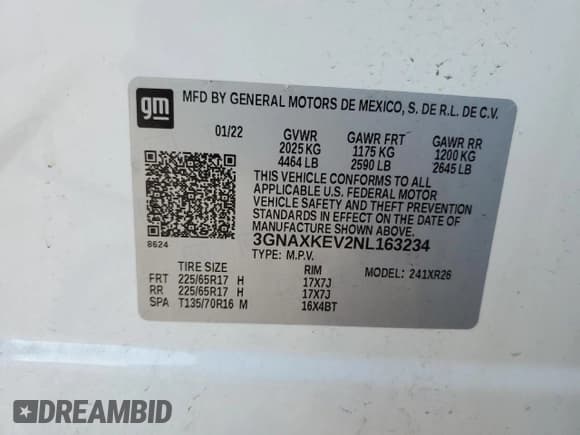 ✅ 2022 Chevrolet Equinox LT • VIN: 3GNAXKEV2NL163234 • Lot: 80738945. Wystawiony na Copart z przebiegiem 44 787 mil. Bezpłatny archiwum sprzedaży aukcyjnych z USA i szczegółowy raport historii pojazdu na DreamBid. Zdjęcie 13.